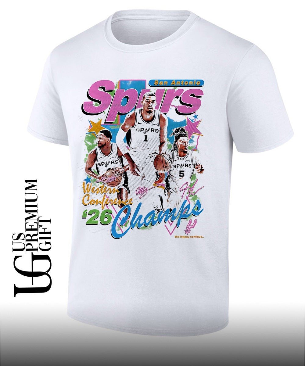 Victor Wembanyama Devin Vassell and Keldon Johnson San Antonio Spurs NBA Western Conference Champions 2026 signature shirt