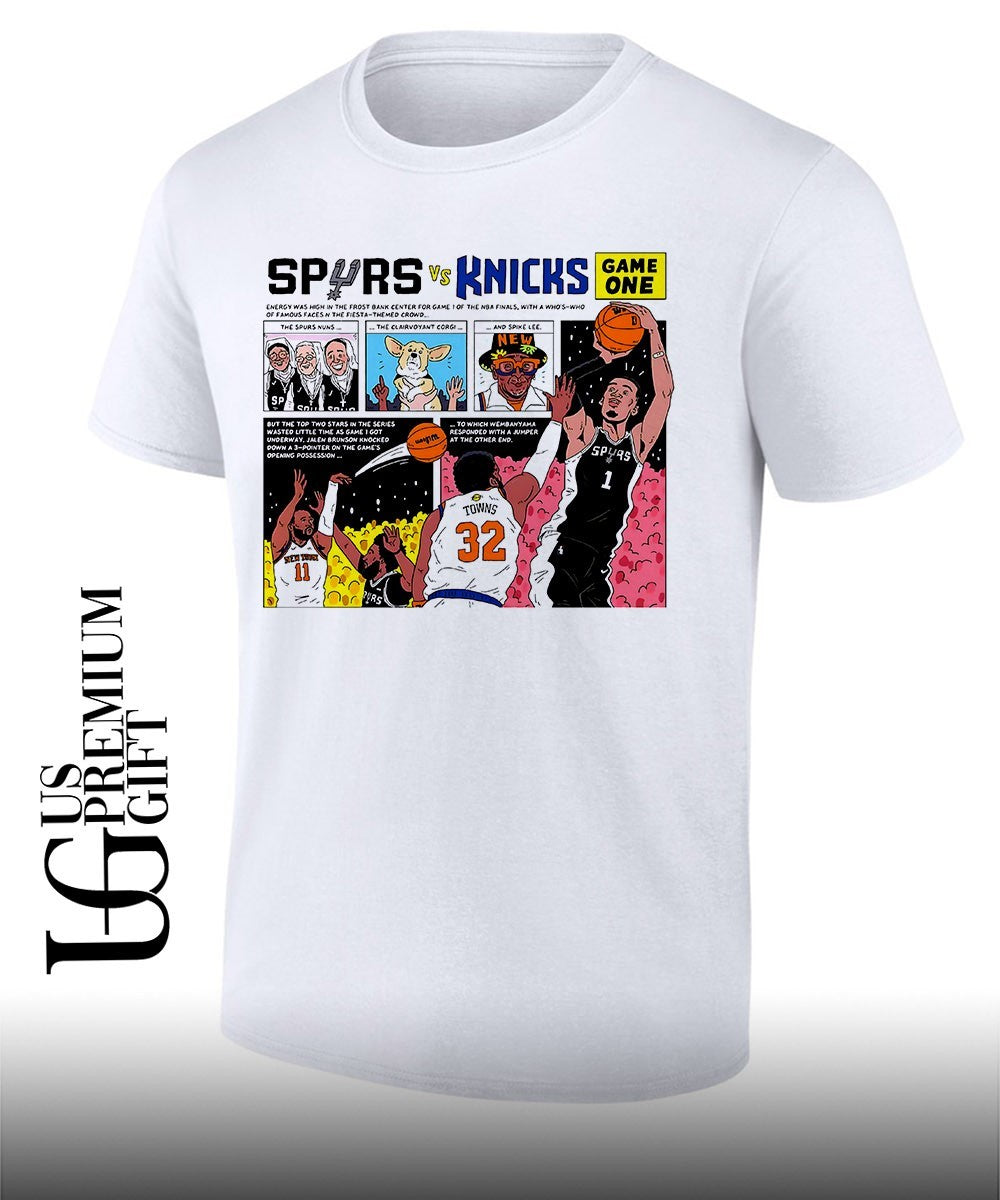 Victor Wembanyama Jalen Brunson Karl-Anthony Towns Spurs Knicks NBA Game One shirt