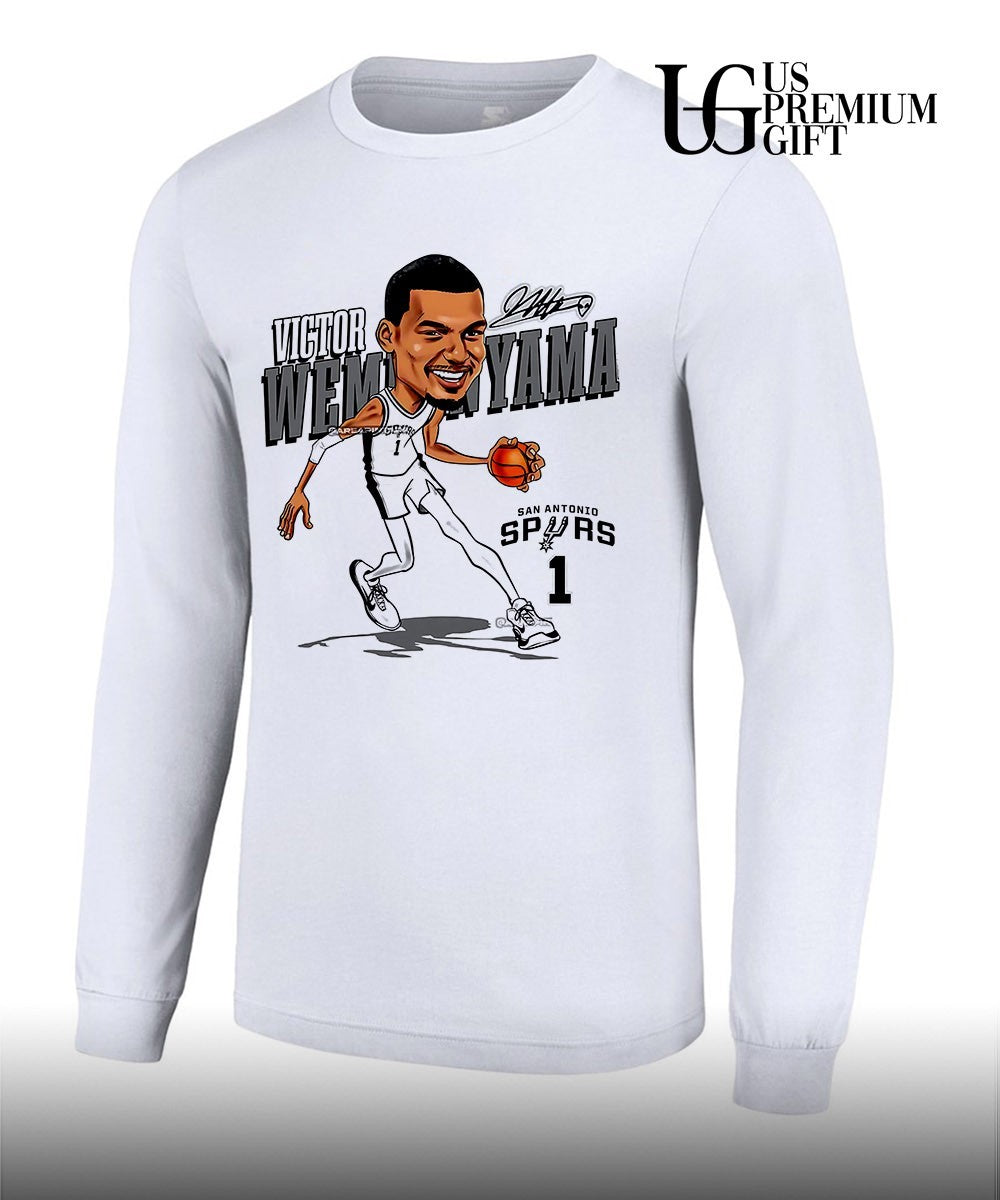 Victor Wembanyama player San Antonio Spurs basketball 2026 NBA signature caricature shirt