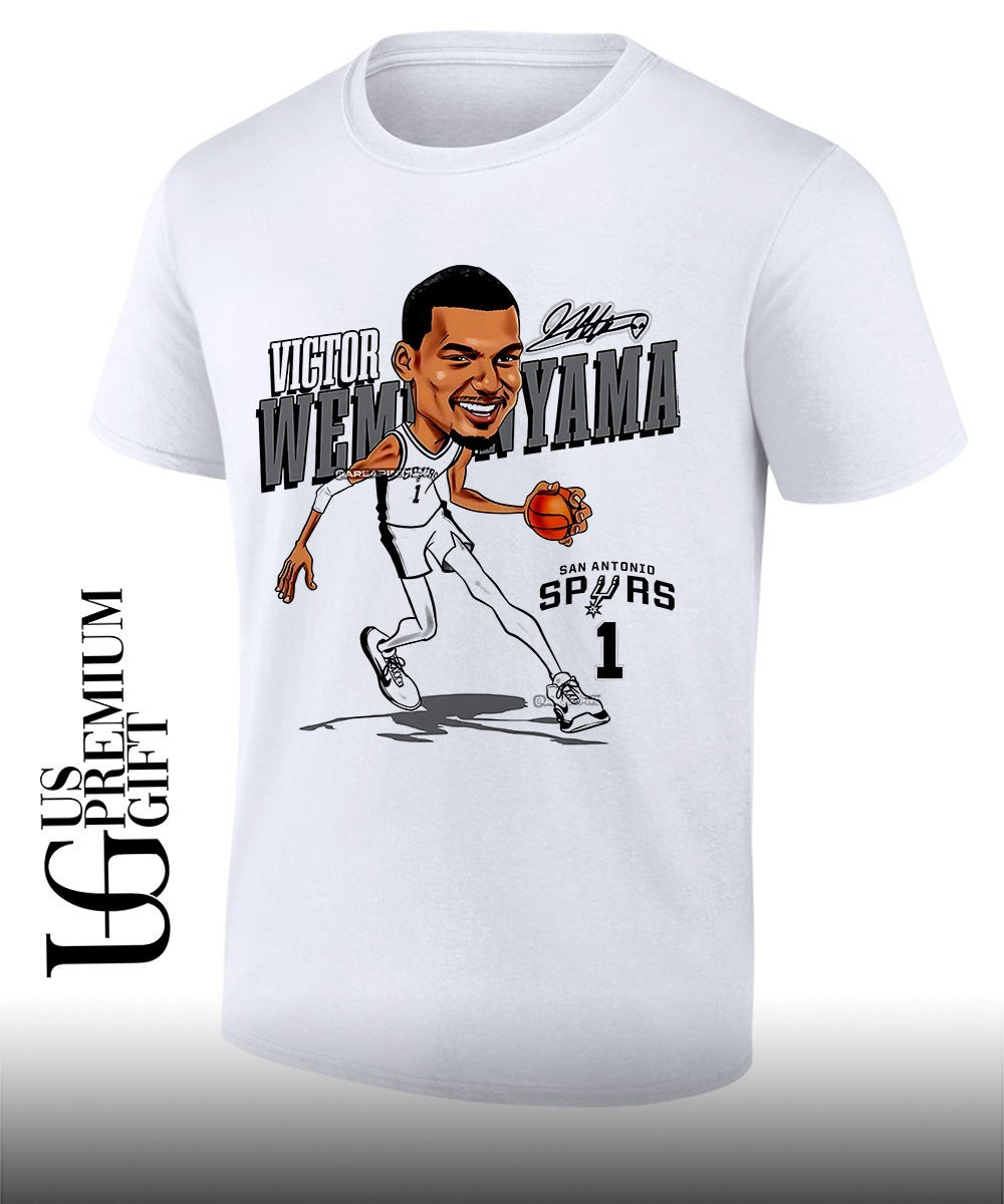 Victor Wembanyama player San Antonio Spurs basketball 2026 NBA signature caricature shirt