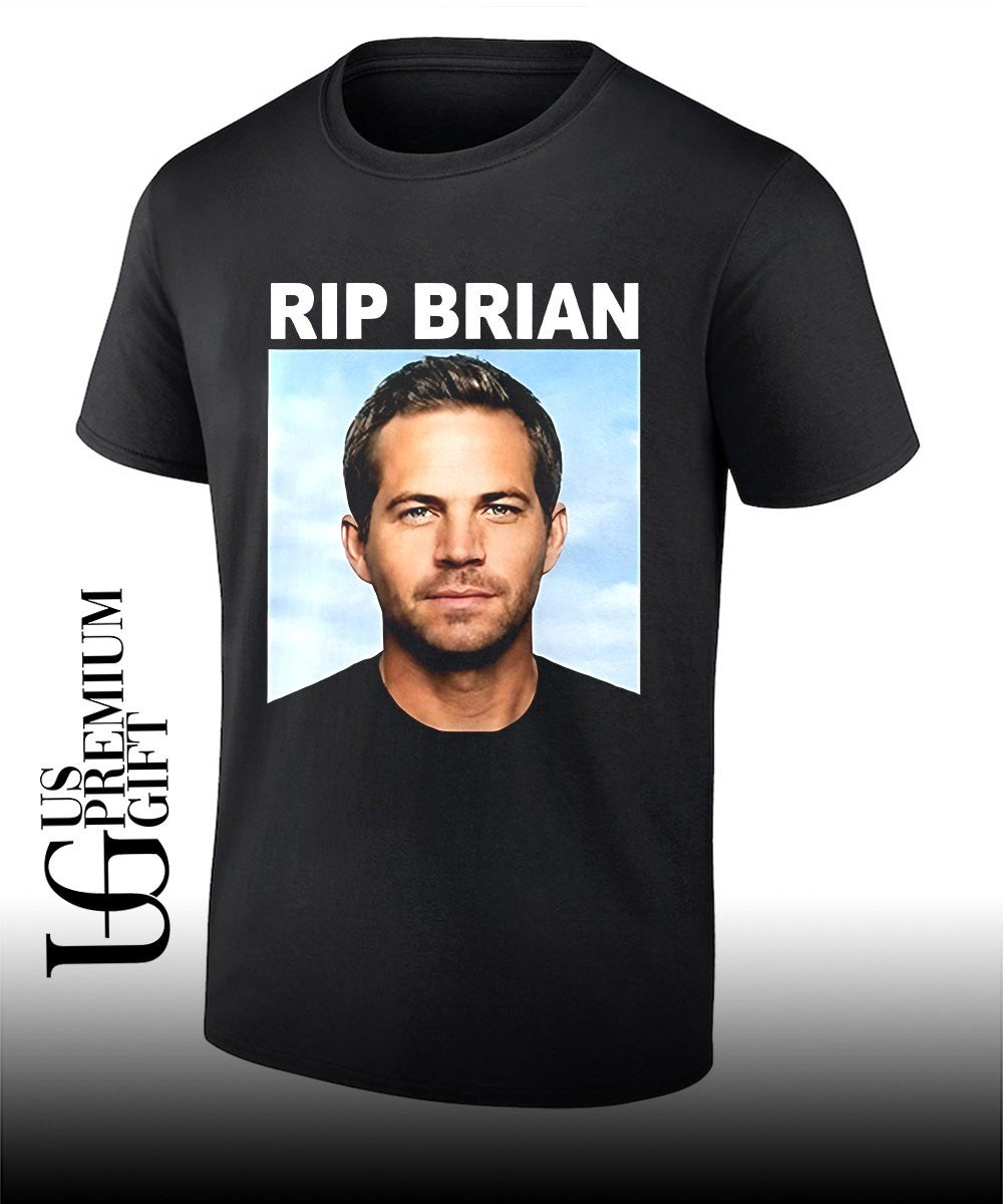 Vin Diesel wearing RIP Brian portrait shirt