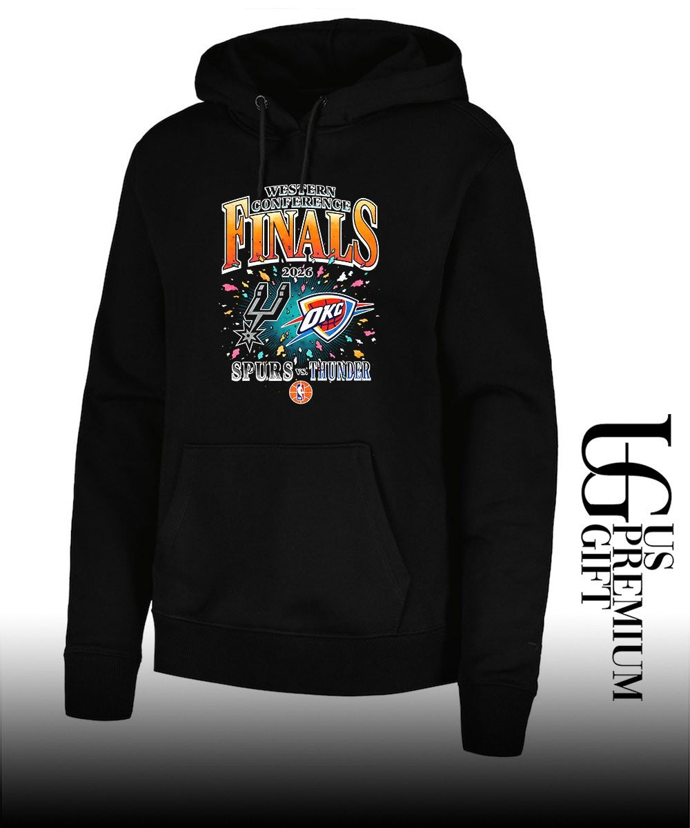 Western Conference Finals NBA 2026 San Antonio Spurs vs Oklahoma City Thunder basketball logo shirt