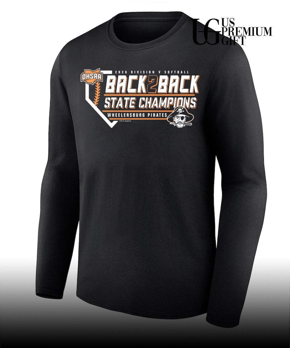 Wheelersburg Pirates 2026 OHSAA Division V Softball Back2Back State Champions shirt