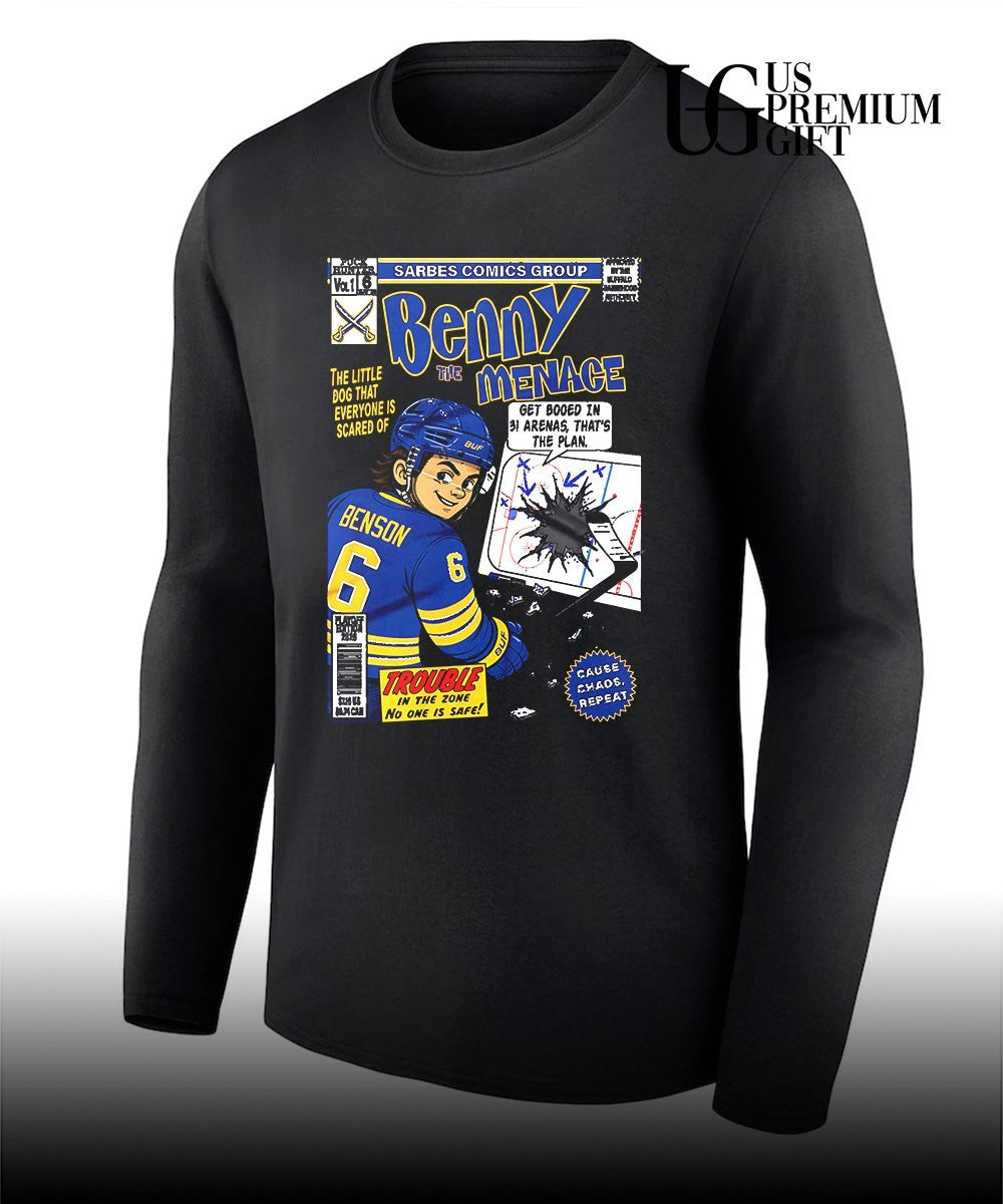 Zach Benson Benny the Menace Buffalo Sabres Hockey comic shirt
