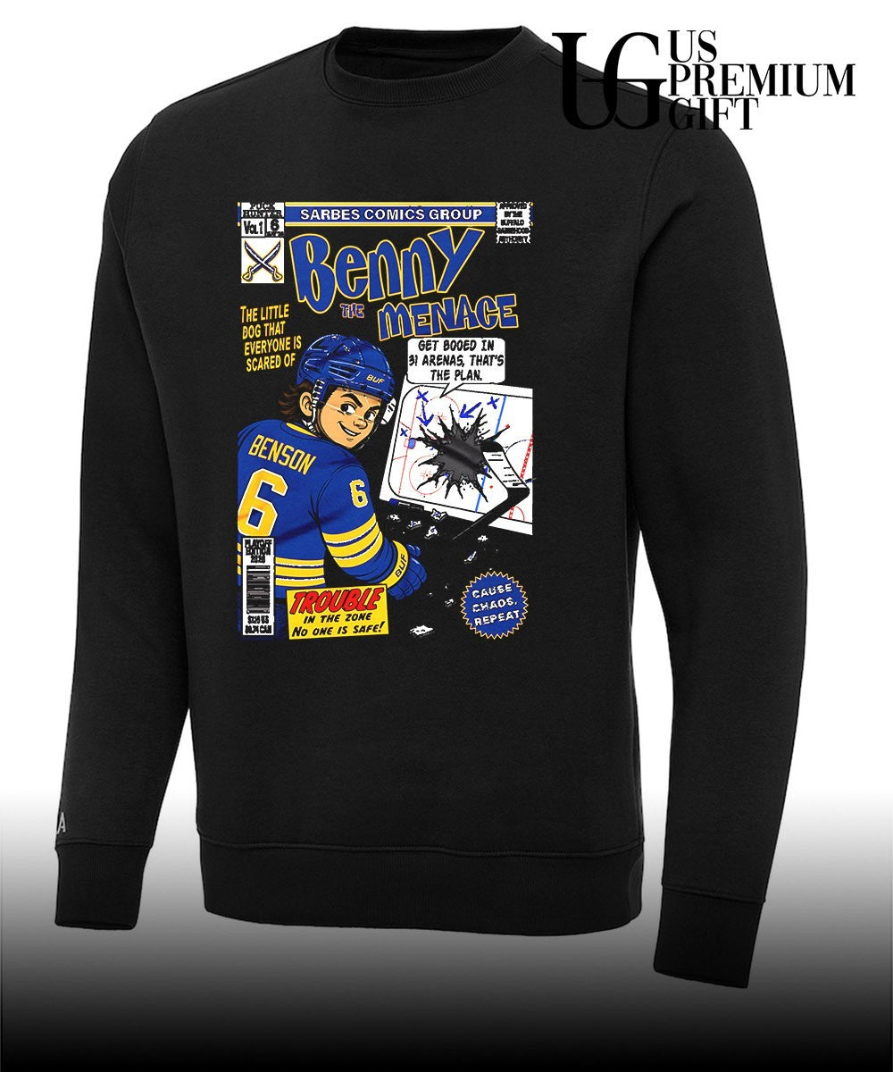 Zach Benson Benny the Menace Buffalo Sabres Hockey comic shirt