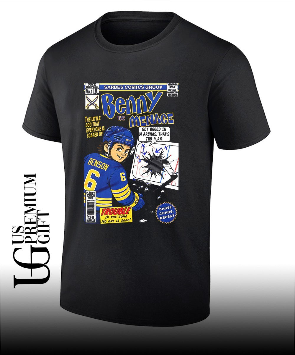 Zach Benson Benny the Menace Buffalo Sabres Hockey comic shirt