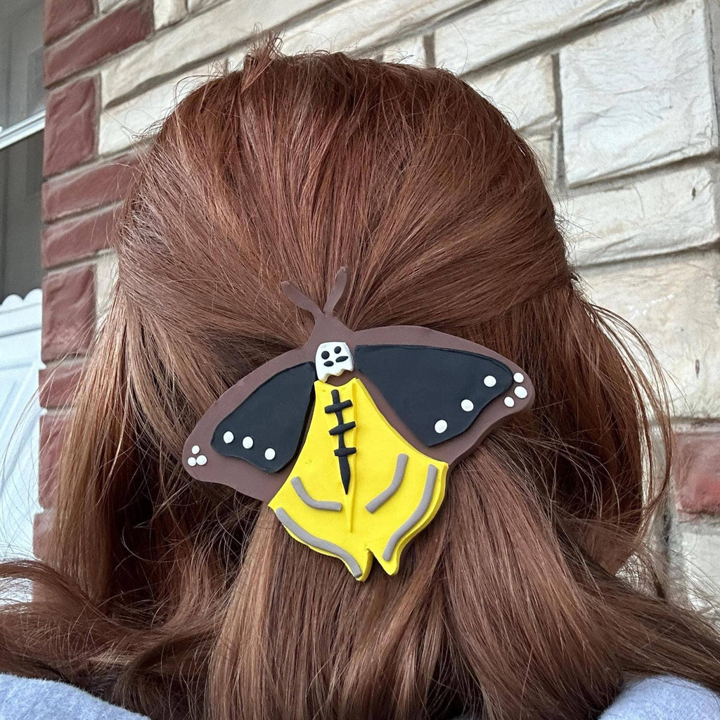 Death's Head Moth Polymer Clay French Barrette