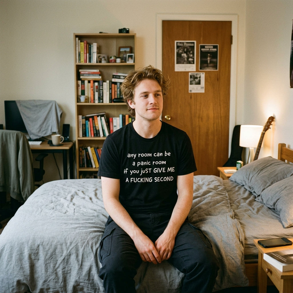 Any Room Can Be A Panic Room If You Just Give Me A Fucking Second Men's T Shirt