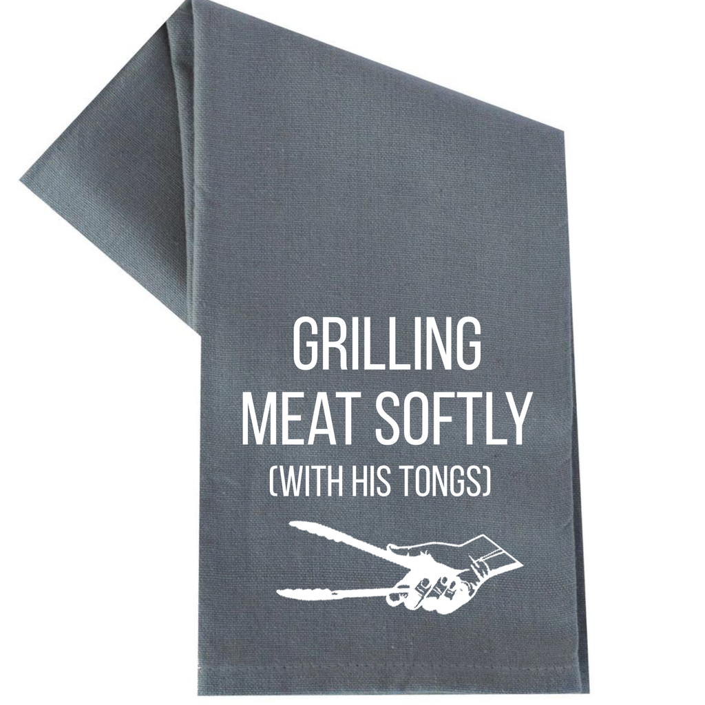 Grilling Meat Softly Tea Towel