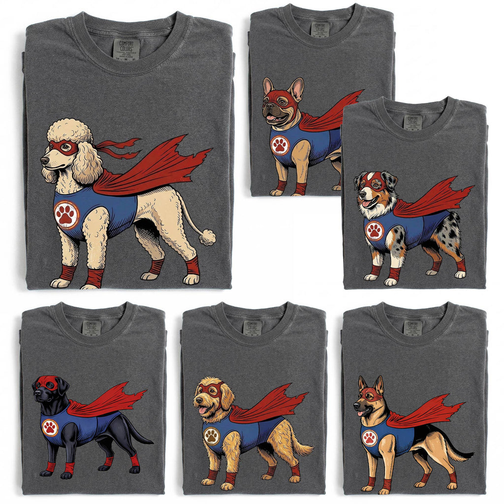 Super Hero Dogs: Comic Book Dog Comfort Colors T-Shirts