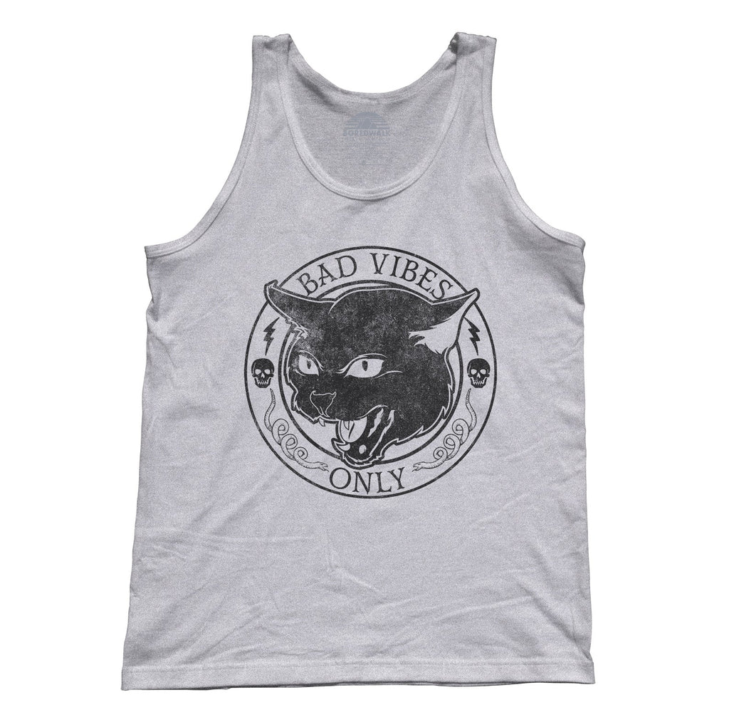 Unisex Bad Vibes Only Tank Top - Goth Shirt - Black Cat Shirt