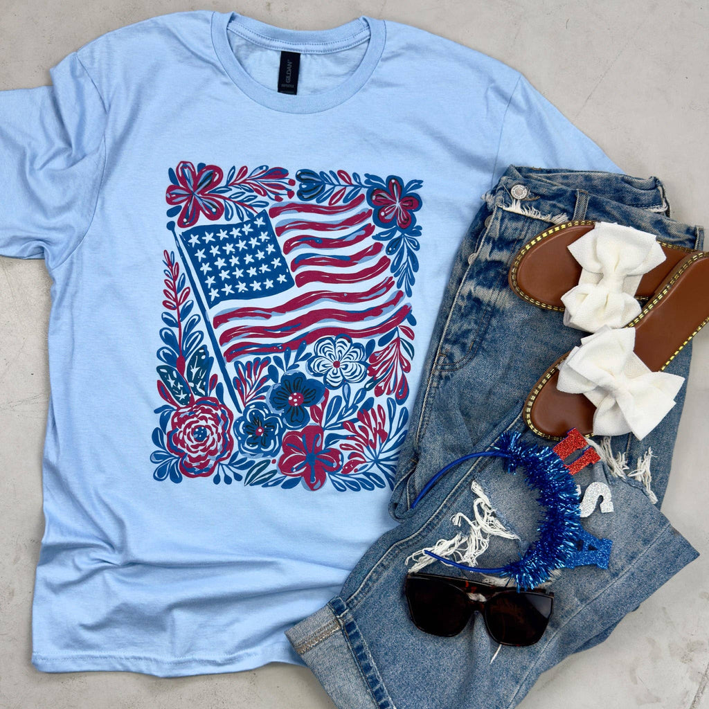 Floral Americana Flag Tee