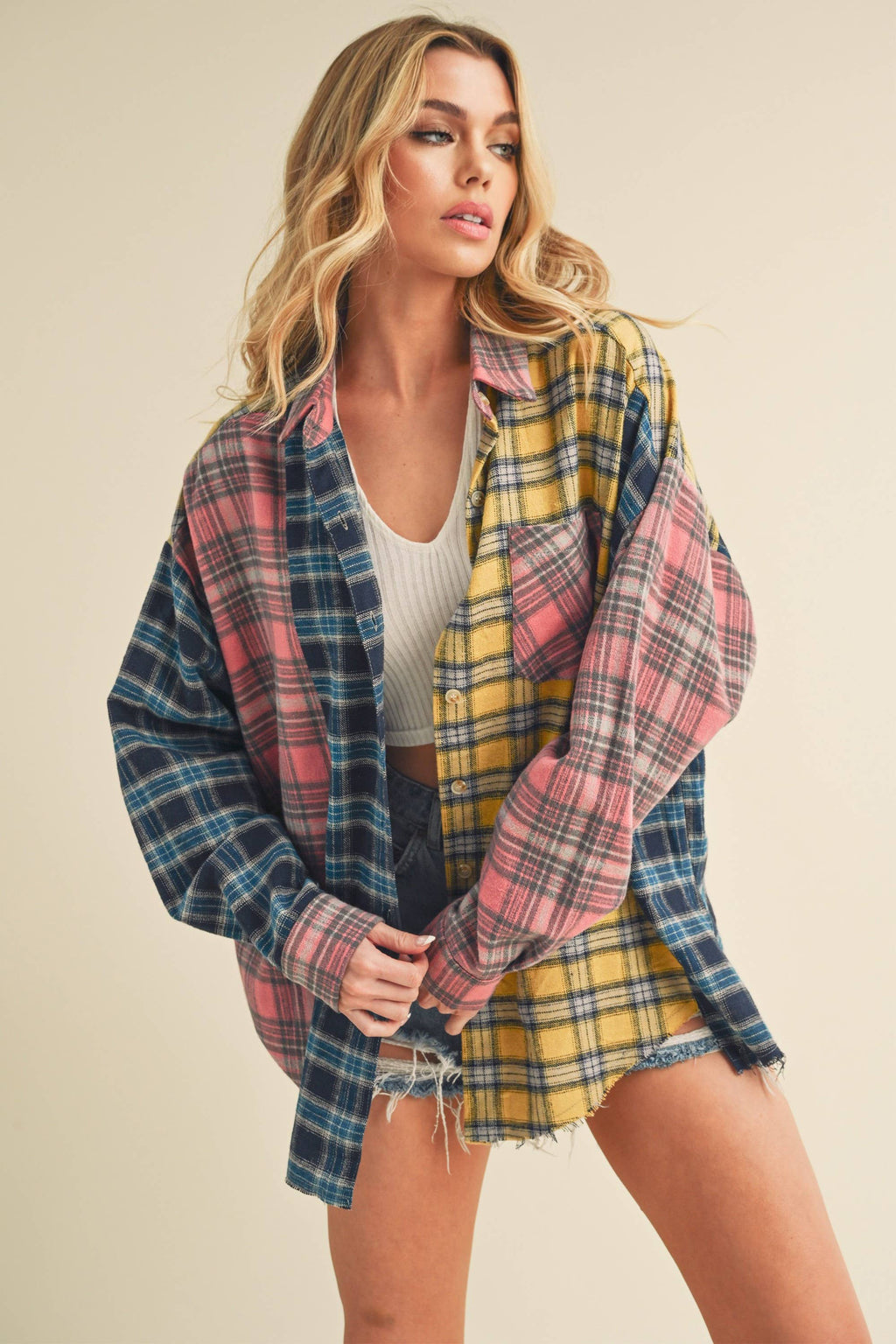 8316DN  Neela Multi Color Plaid Flannel Shirt 1
