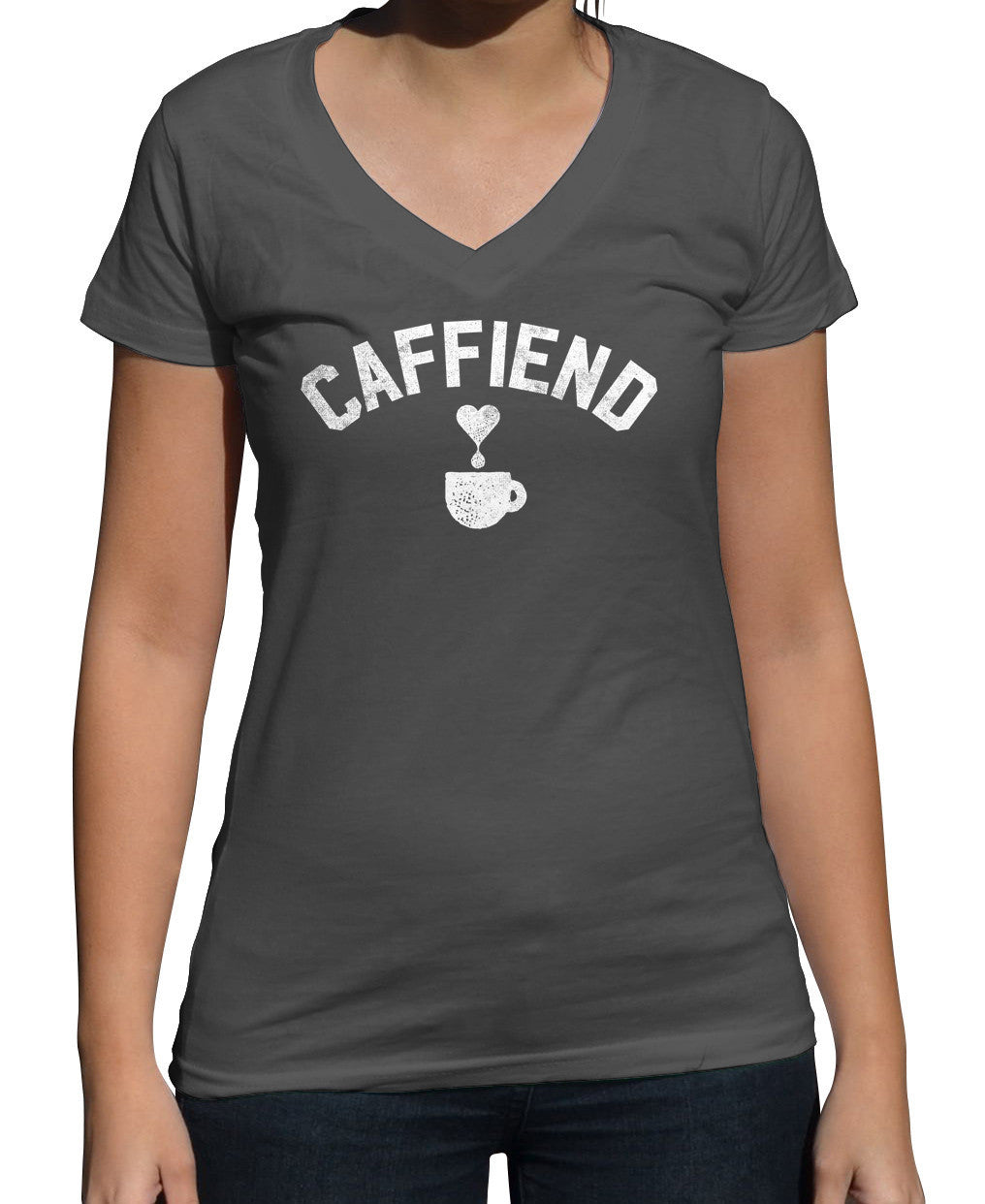 Women's Caffiend Vneck T-Shirt - Coffee Caffeine