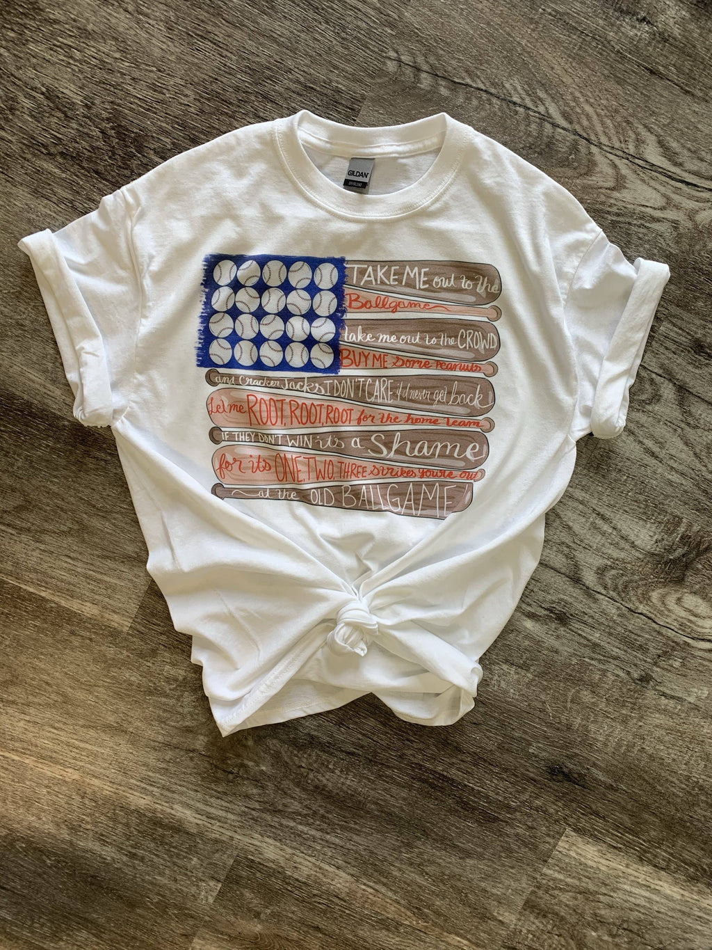 Baseball Flag On White Tee