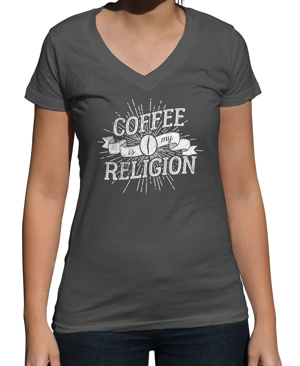 Women's Coffee Is My Religion Vneck T-Shirt