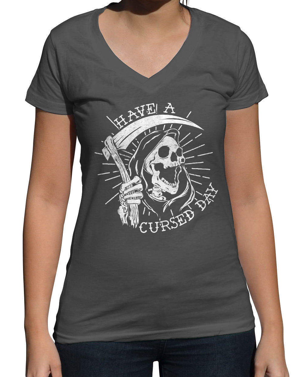 Women's Have a Cursed Day Vneck T-Shirt