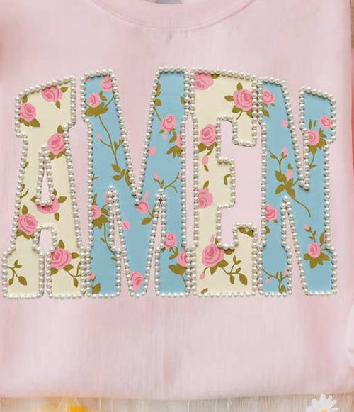 Amen with Faux Pearls Comfort Colors T-Shirt