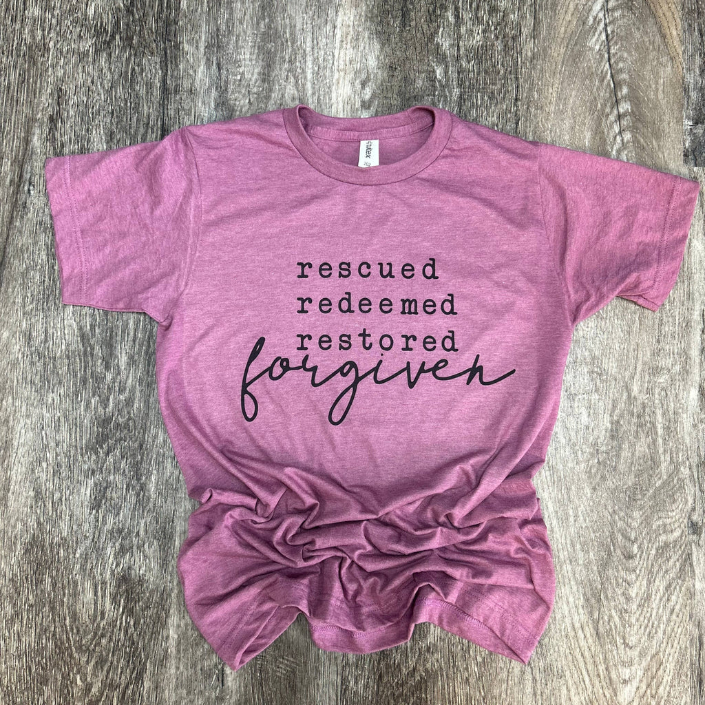 Rescued Redeemed Restored Forgiven On Tultex Heather Cassis