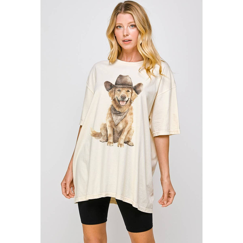Golden Retriever Vintage Graphic Oversized Tee