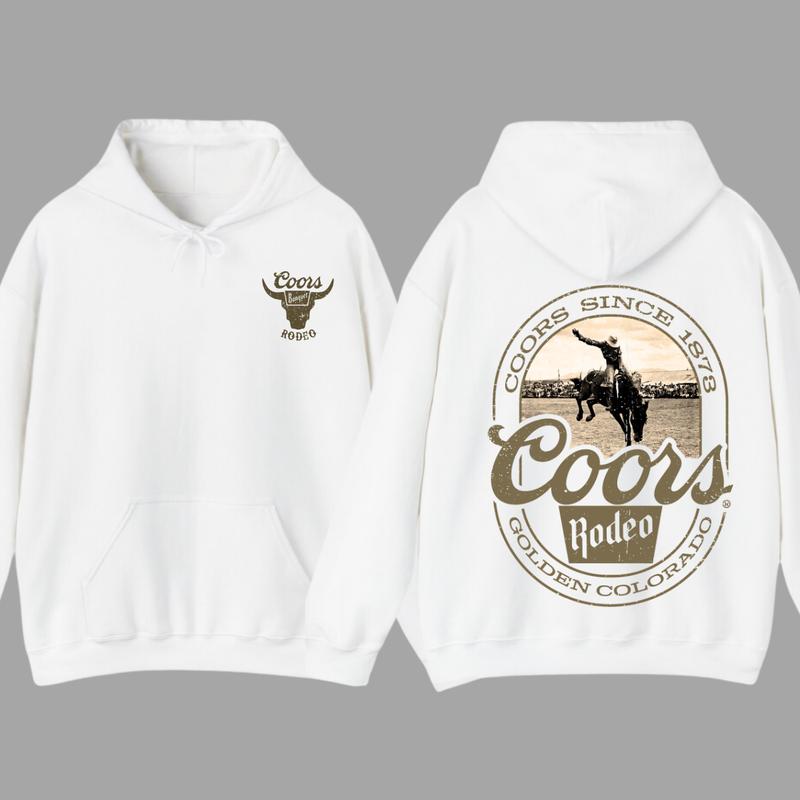 Coors Banquet Hoodie - Classic and Rugged Design Featuring Retro Coors Logo with Western Cowboy, Comfortable Black Unisex Hoodie for Everyday Wear Men