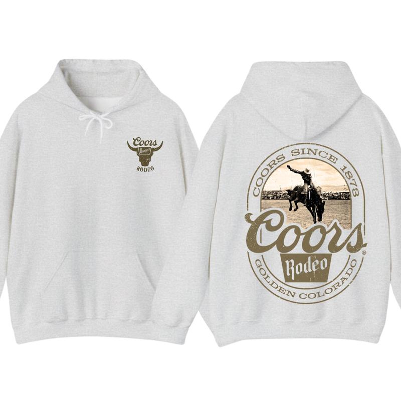 Coors Banquet Hoodie - Classic and Rugged Design Featuring Retro Coors Logo with Western Cowboy, Comfortable Black Unisex Hoodie for Everyday Wear Men