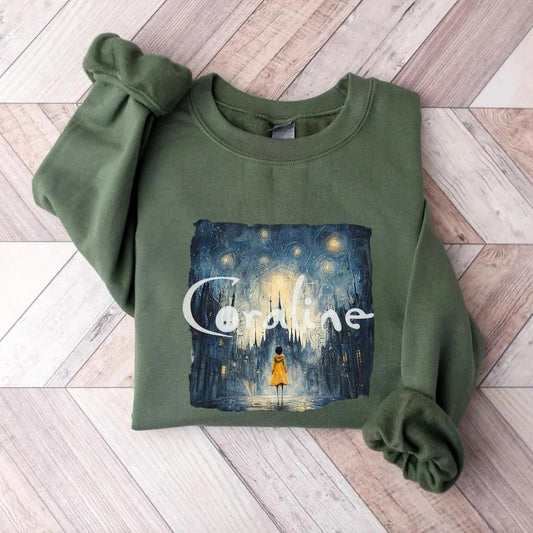 Coraline Doll Sweatshirt, Retro Coraline T-Shirt Hoodie, Spooky Movie Shirt, Funny Cartoonn Shirt 2024, Spooky Coraline Doll Coraline Movie Fan Shirt