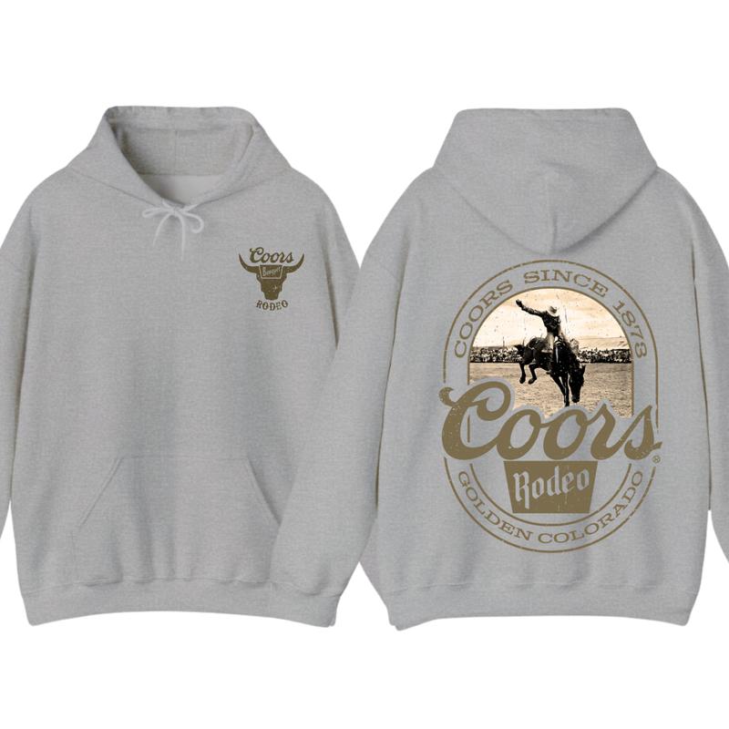 Coors Banquet Hoodie - Classic and Rugged Design Featuring Retro Coors Logo with Western Cowboy, Comfortable Black Unisex Hoodie for Everyday Wear Men