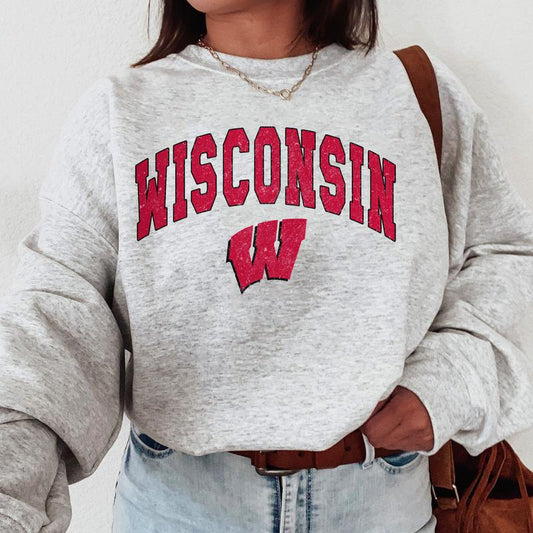 Wisconsin Badgers Vintage Football NCAA Trendy Sweatshirt, University of Wisconsin Unisex Football NCAA Shirt, Gift For Men, Gift For Girls, Crewneck,