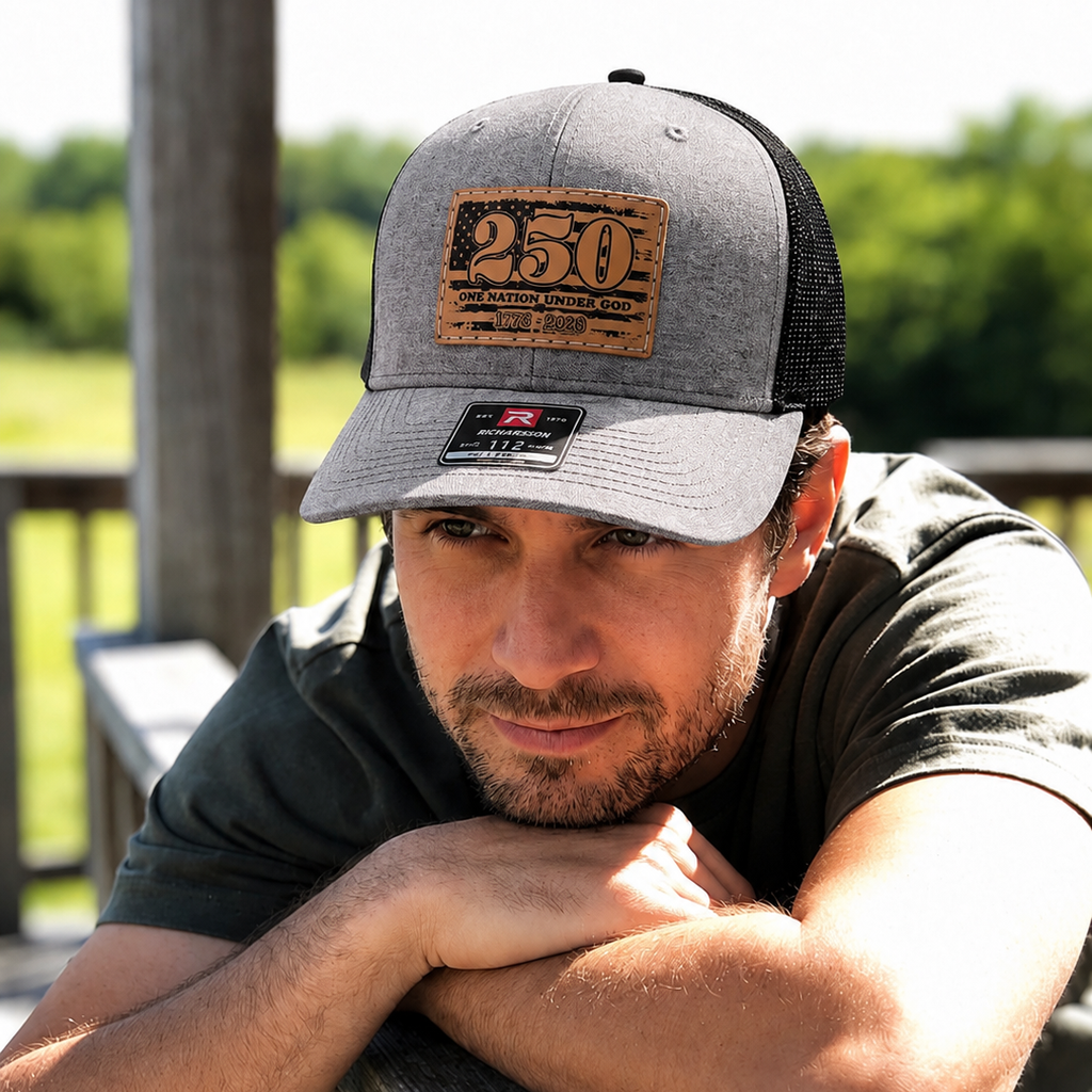 250 USA Leather Patch Richardson Hat Gray