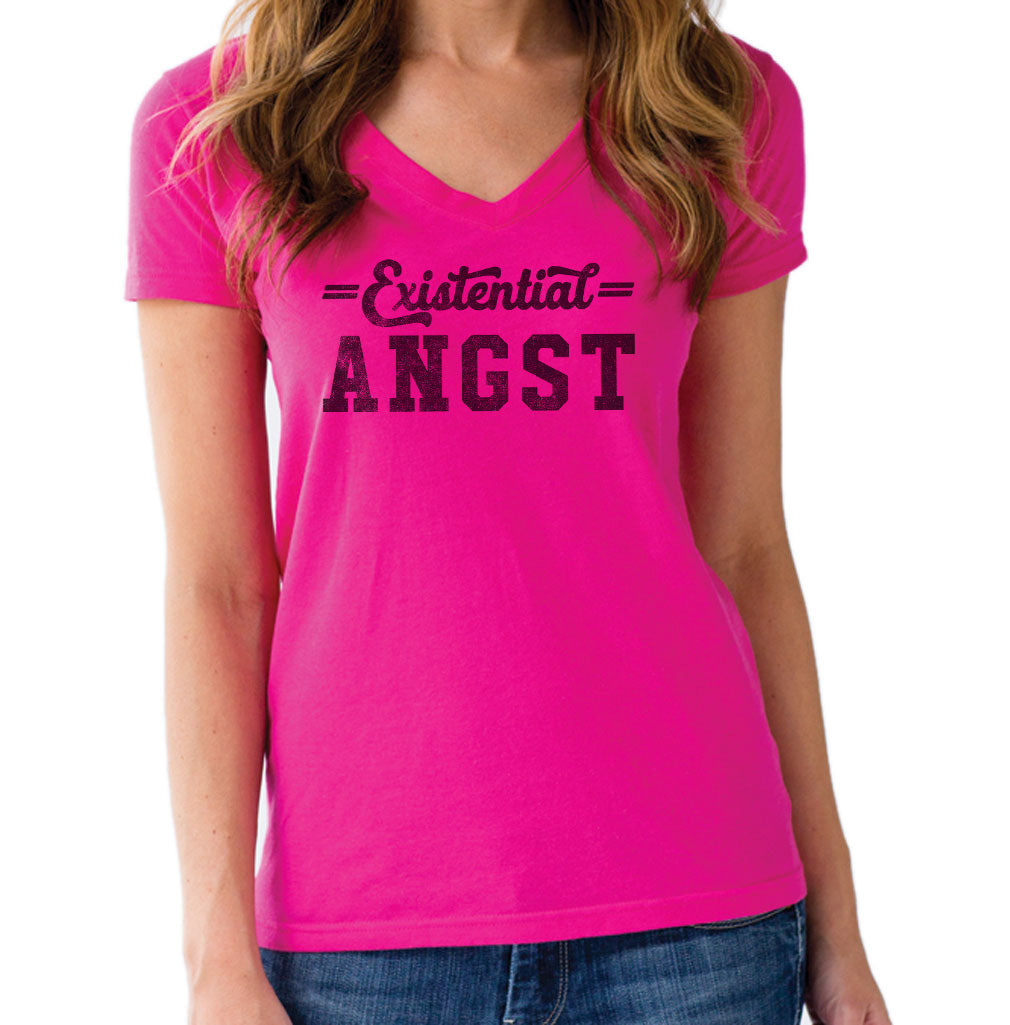 Women's Existential Angst Vneck T-Shirt - Funny Existentialism Shirt