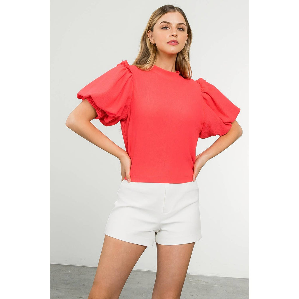 Puff Sleeve Elastic Top
