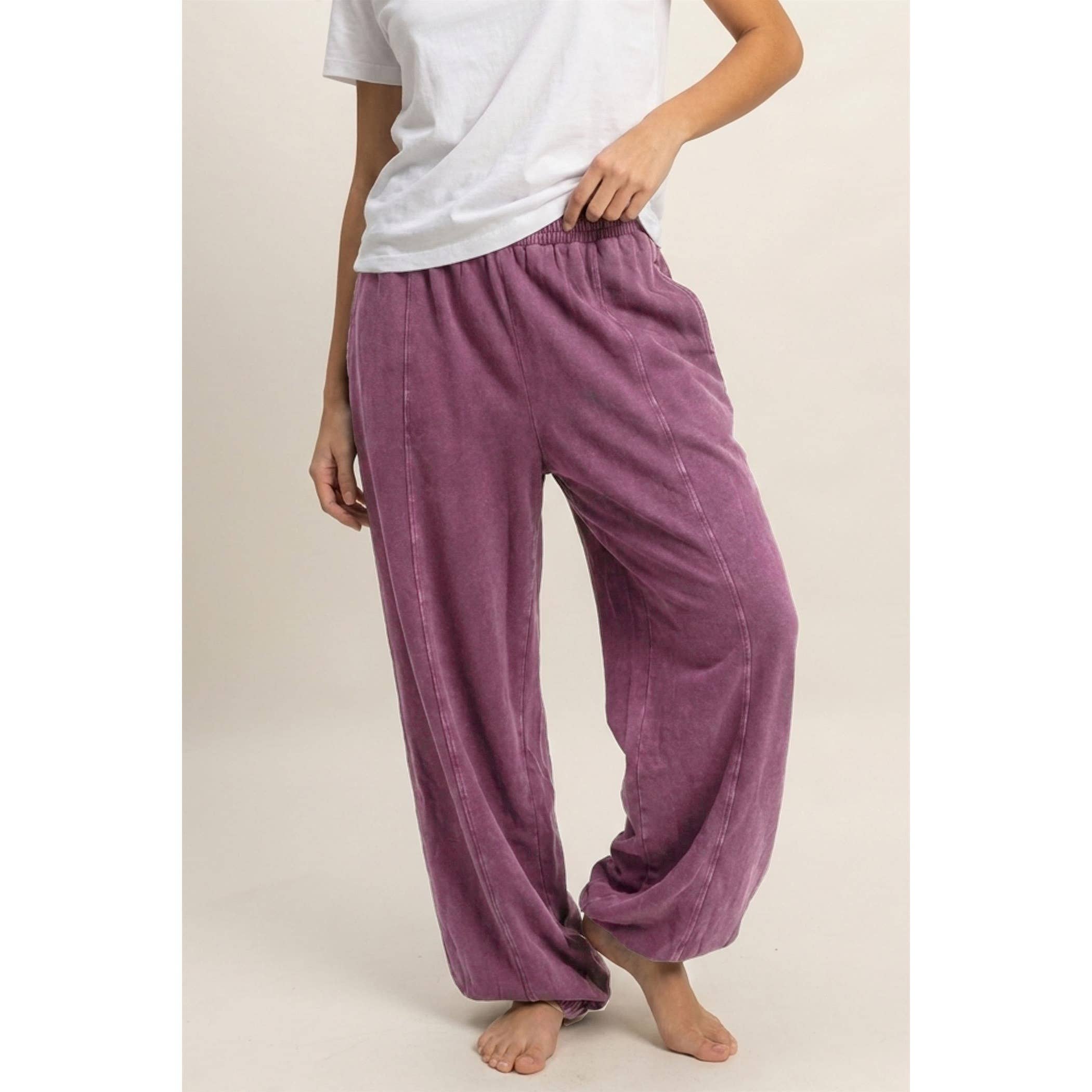 Mineral Wash Elastic Waist Jogger Pants