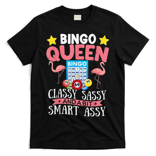 Funny Bingo Queen Bingo Flamingo Mothers Day T-Shirt