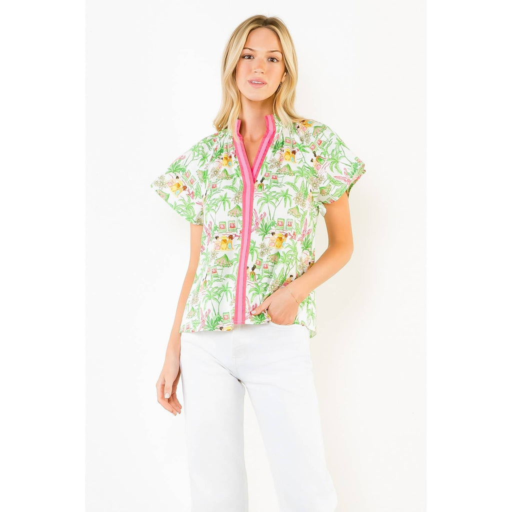 Vacation Scene Print Top