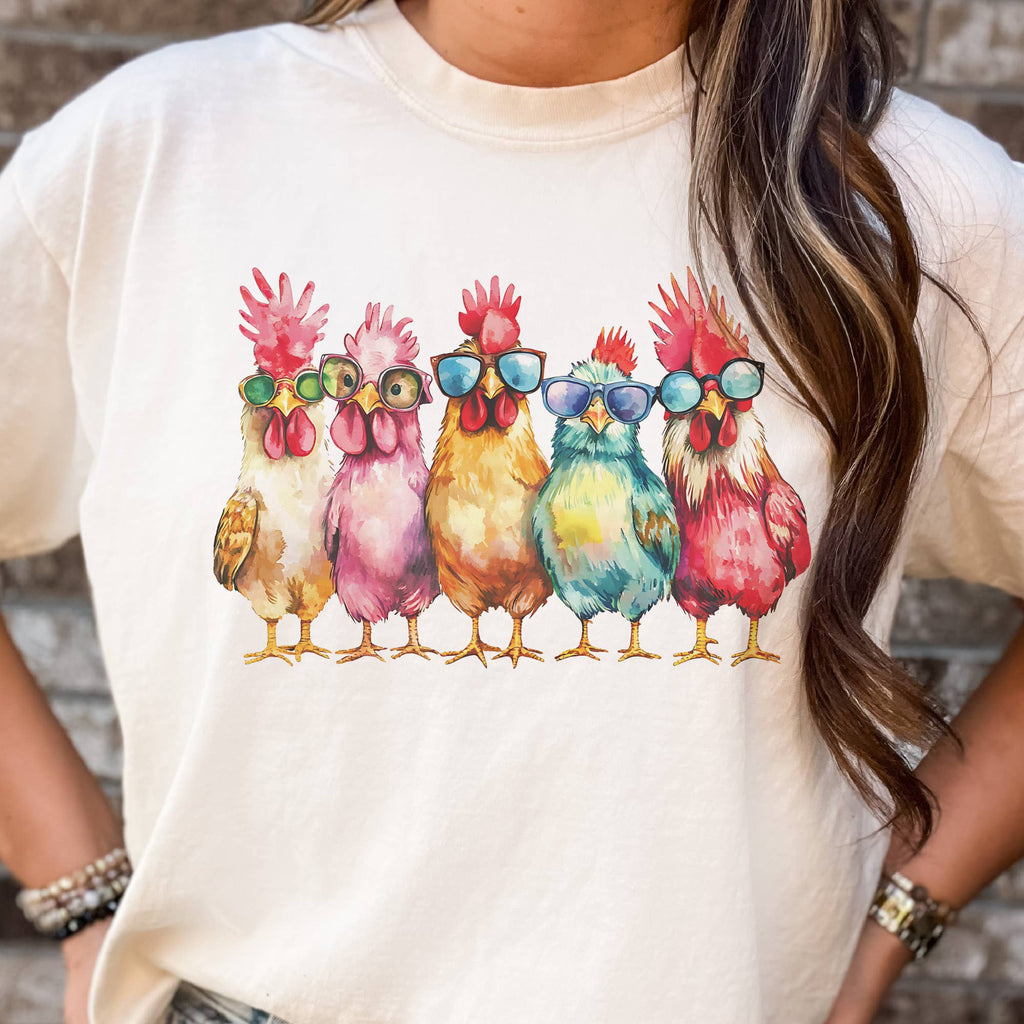 Chicken Sunglasses Rooster Farmers Market Graphic Tee
