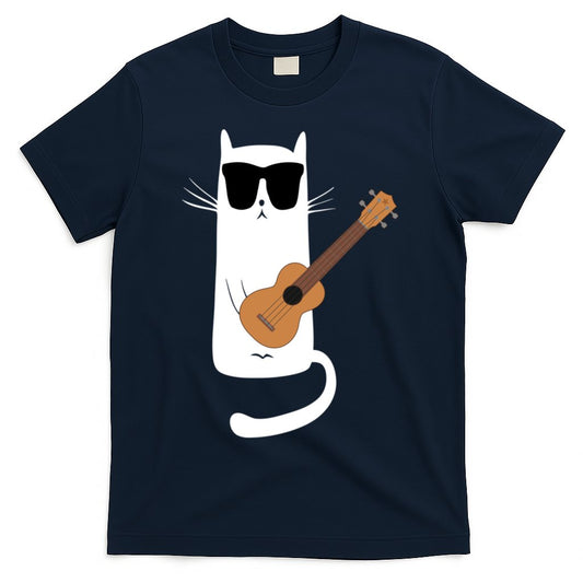 Funny Cat Wearing Sunglasses Playing Ukulele T-Shirt
