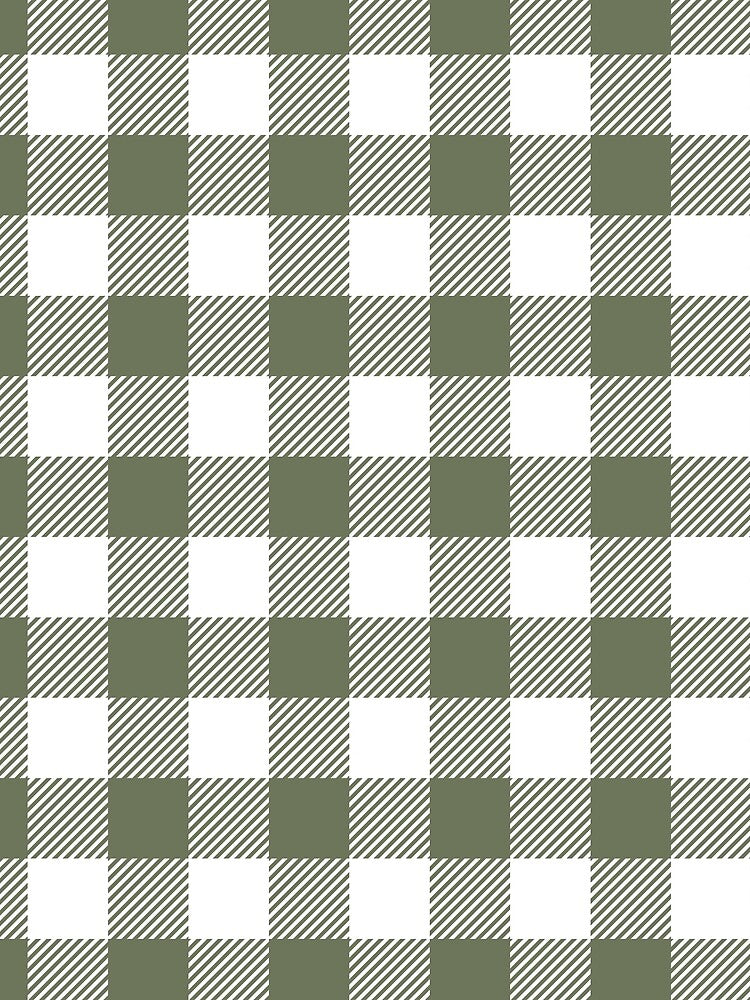 Moss and White Gingham Print All Over by Feeling Artsy