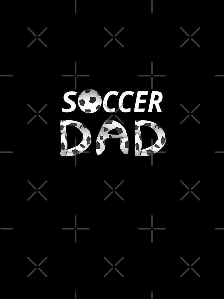 Soccer Dad. Soccer Ball and Black and White Soccer Patterned Letters. (Black Background) by ArtByLM