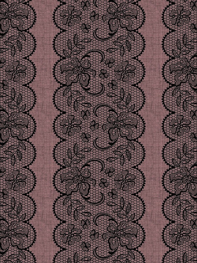 Black Lace on Pink Linen by GlueGunEnergy