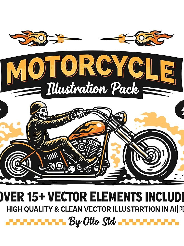 Motorcycle Illustration Pack T-Shirt by Matinez Pink