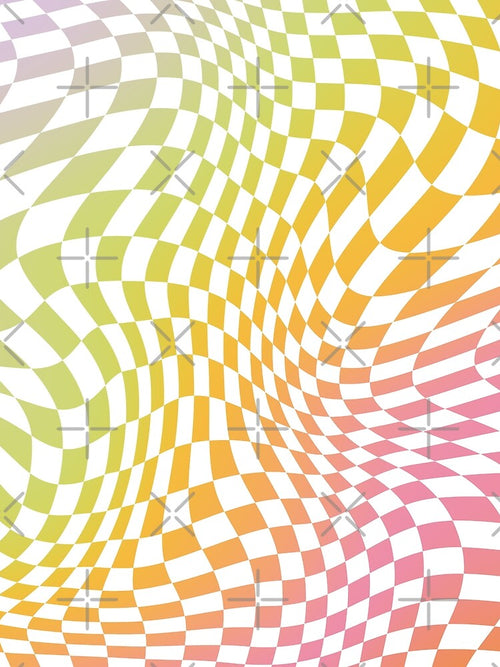Abstract Distorted Wavy Illusion pastel rainbow aesthetic Checker checks Checkerboard Minimalist Backdrop Pattern by MarzStudio
