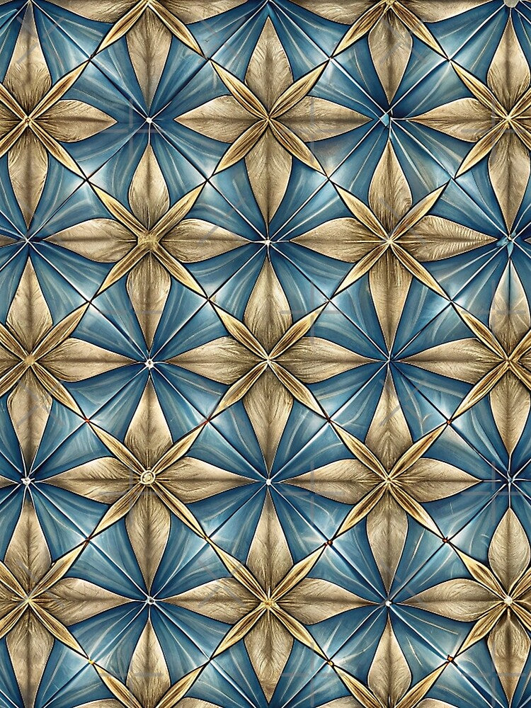 Luxury Blue Gold Geometric Seamless Pattern by Erik Visnievskij