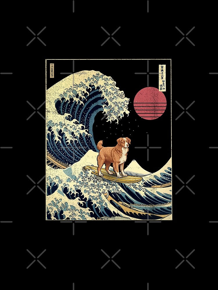 Nova Scotia Duck Tolling Retriever Toller Kanagawa Japanese Surfing Wave by rafaeltto