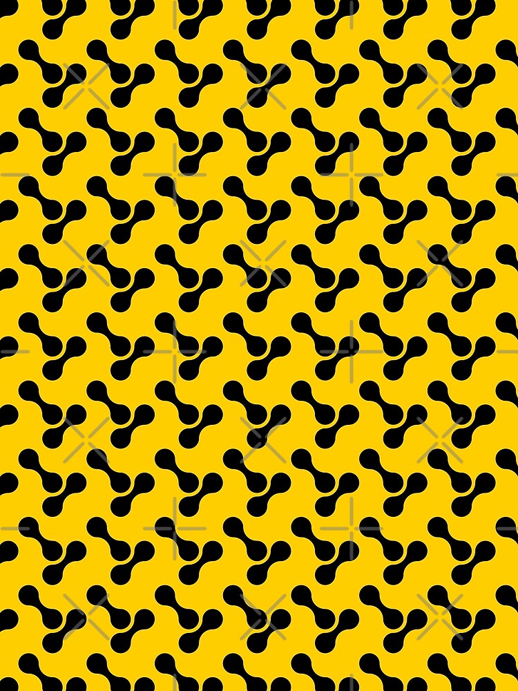 black and yellow abstract bone circle organic shape pattern by Ray Loka