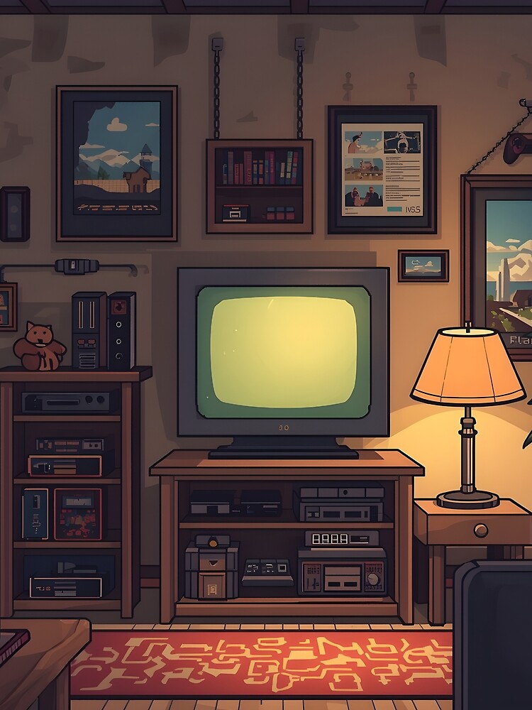 Cozy Retro Gaming Shrine Pixel Art Room by ThePixelArchive