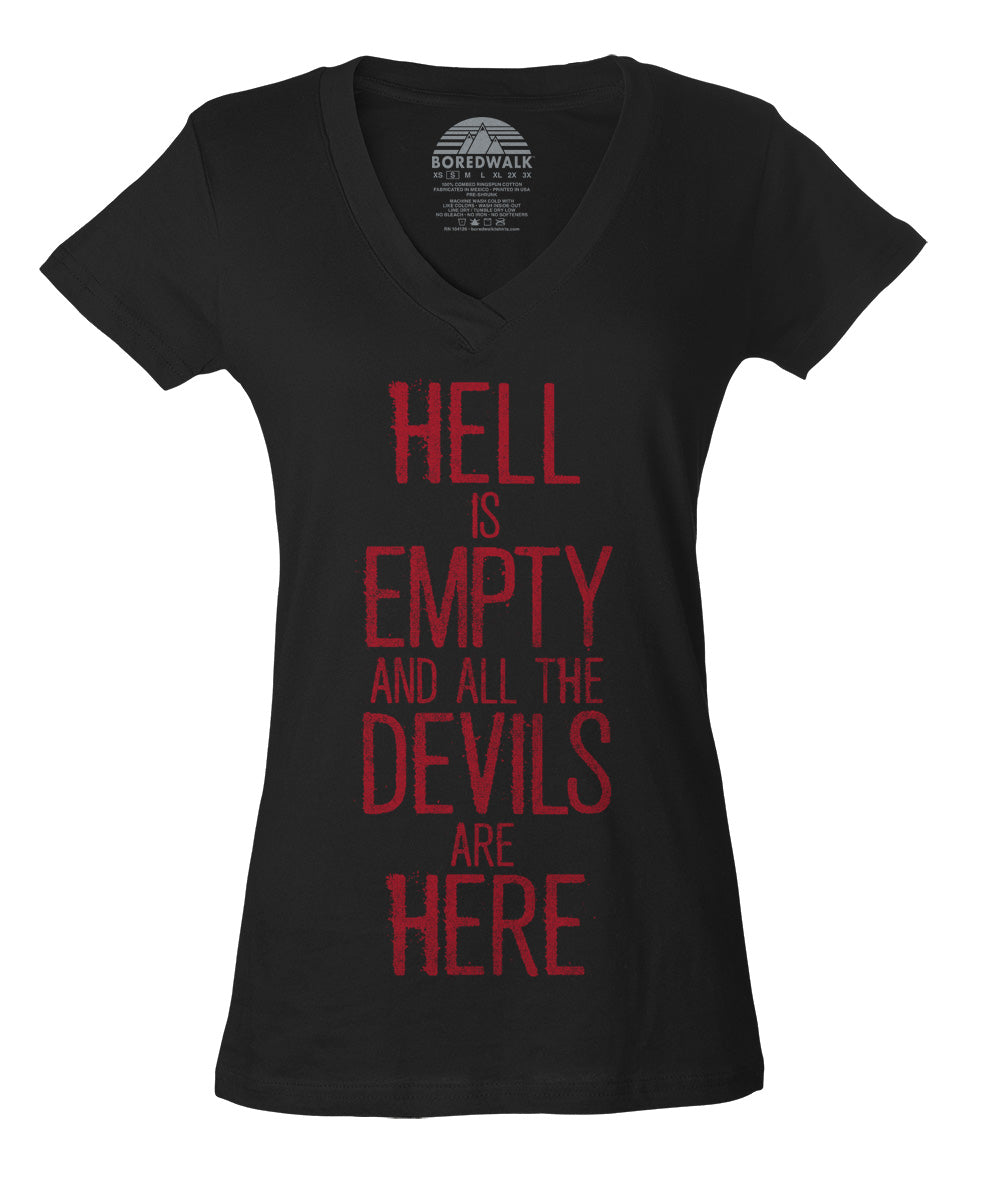 Women's Hell is Empty and All the Devils are Here Shakespeare Vneck T-Shirt