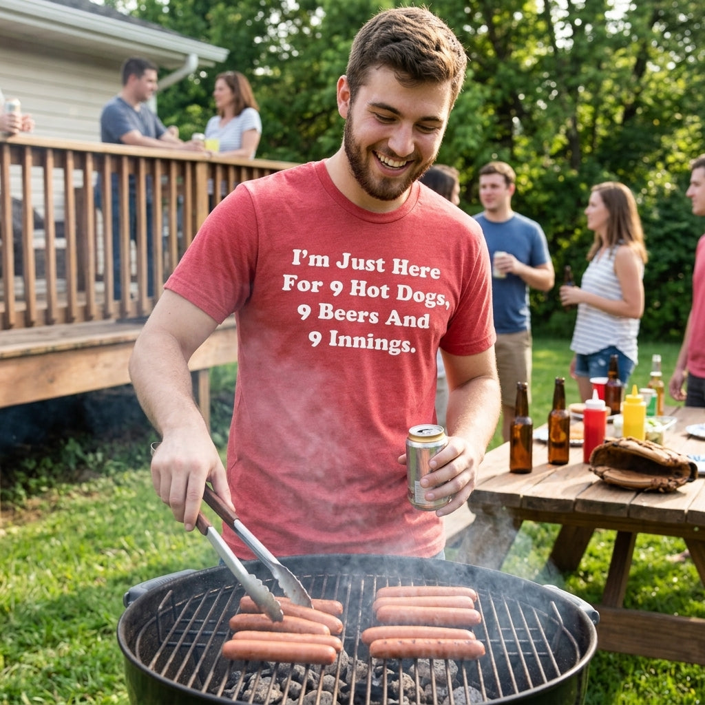 Im Just Here For 9 Hot Dogs 9 Beers And 9 Innings Men's T Shirt