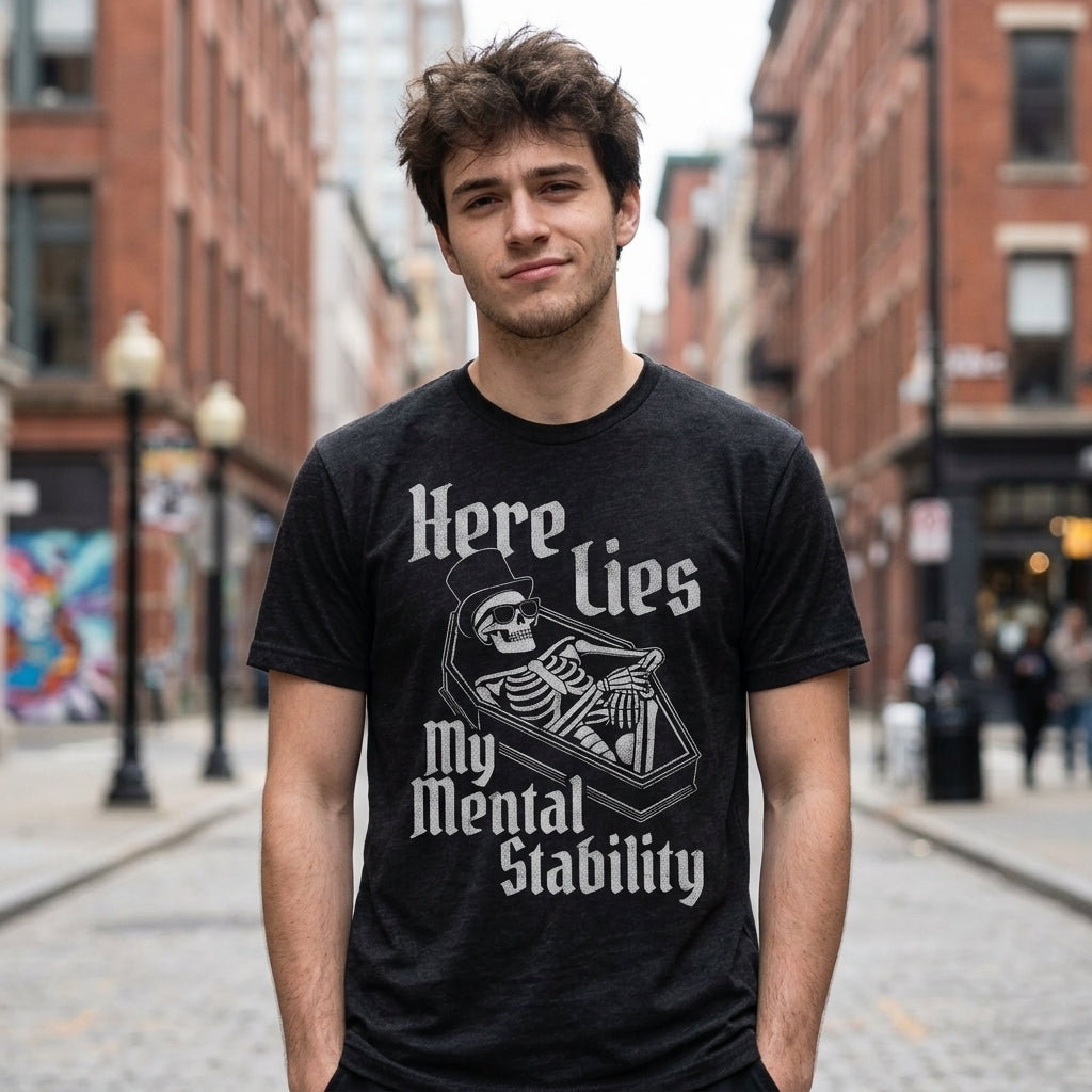 Here Lies My Mental Stability Men's T Shirt
