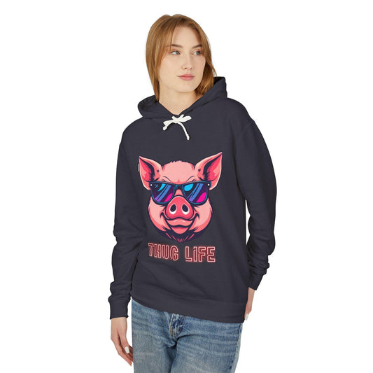 Thug Life Pig Hoodie Funny Gangster Pet Hoodie Hip Hop Animal Hoodie Streetwear Lover Gift Cool Rap Style Animal Graphic Hoodie Urban